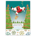 Frohe Weihnachten - Nikolaus in Hängematte - Quire Weihnachtskarte