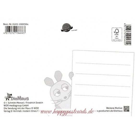 Frohes Fest- Maus zieht Geschenke - Maus - Postkarte
