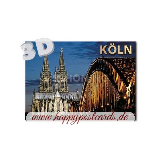 3D Köln Nacht - 3D Postkarte