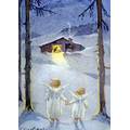 Zwei Engel auf dem Weg zur Krippe - Weihnachtskarte