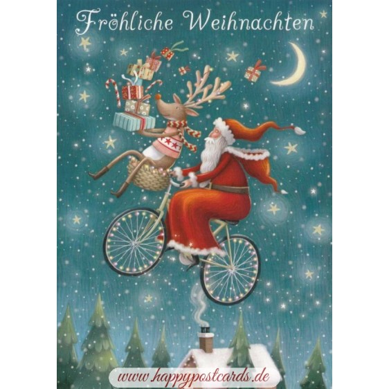 Fröhliche Weihnachten - Fahrrad - Weihnachtskarte