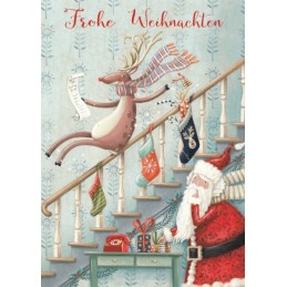 Frohe Weihnachten - Stairs - Christmas - Postcard