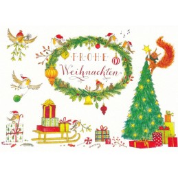 Frohe Weihnachten - Schlitten mit Geschenken - de Waard Postkarte