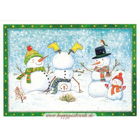 Snowmen - de Waard postcard