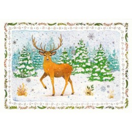 Deer in winter - de Waard postcard