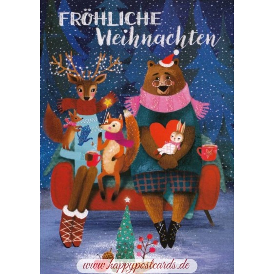 Fröhliche Weihnachten - Tiere - Mila Marquis Postkarte