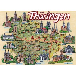 Thüringen - Map - Postkarte