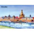 Dresden - Elbpanorama gemalt - Ansichtskarte