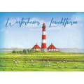 Westhever lighthouse - painted - Viewcard