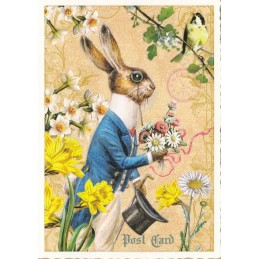 Easterbunny with Flowers - Tausendschön - Postcard