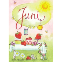 Juni - Erdbeertorte - Monats-Postkarte