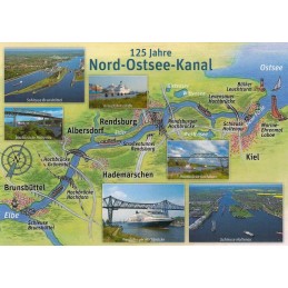 Nord-Ostsee-Kanal - Map - Postkarte