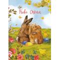 Frohe Ostern -Glückliche Hasen - Carola Pabst Postkarte