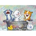 Bathtub - Blue Cats - Postcard