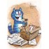 Food Parcel - Blue Cats - Postcard
