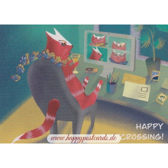 Happy Postcrossing - Online Meeting - Postkarte