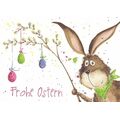 Frohe Ostern - Branch with Eastereggs - Easter - Postcard
