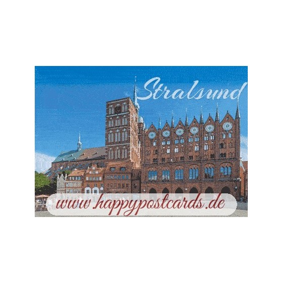 3D Stralsund - Rathaus  -  3D Postkarte