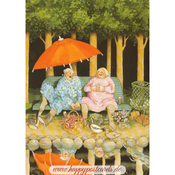 75 - Frauen beim Entenfüttern - Löök Postkarte