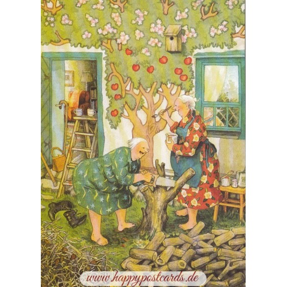 78 - Old Ladies gardening - Löök Postcard
