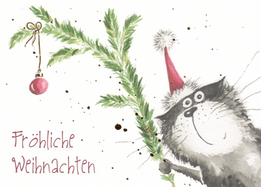 Cat - Fröhliche Weihnachten - Christmas Postcard