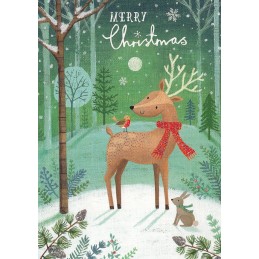 Deer - Merry Christmas - Christmas Postcard