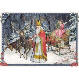 Santa Claas with Carriage - Tausendschön - Postcard