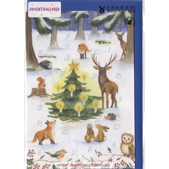Tiere um Weihnachtsbaum - Adventskalender