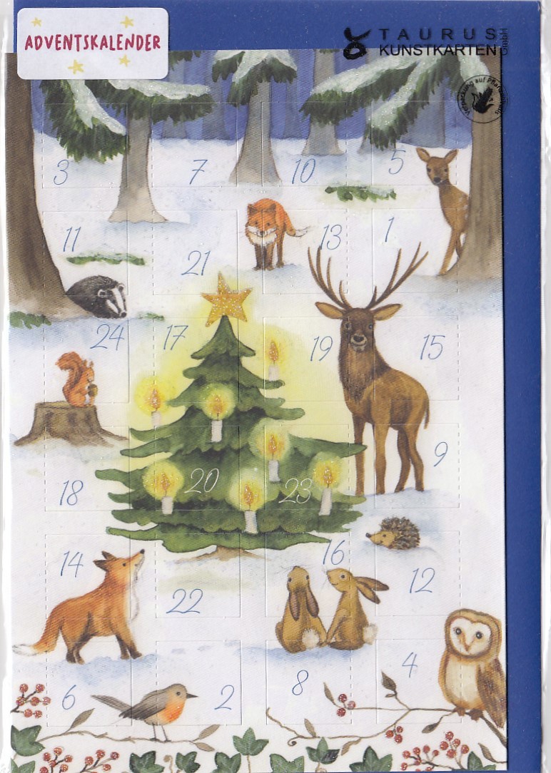 Animals around Christmastree - Advent calendar