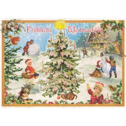 Fröhliche Weihnachten - Winterscene - Tausendschön - Postcard