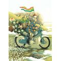 34 - Frauen auf dem Motorrad - Postkarte