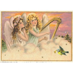 Angels with Harp - Winterscene - Tausendschön - Postcard