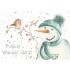 Schneemann mit Vögelchen - Weihnachtskarte