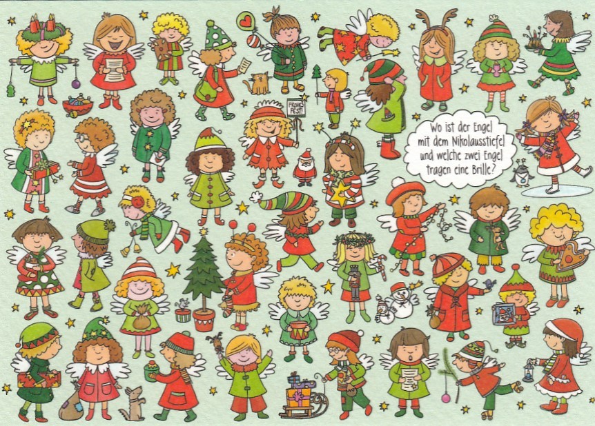 Wo ist der Engel mit dem Nikolausstiefel? - Christmas Postcard