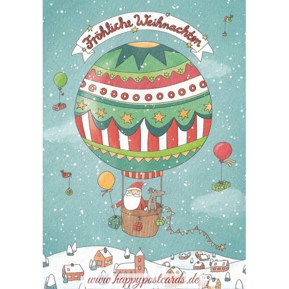 Heißluftballon - Fröhliche Weihnachten - Weihnachtskarte