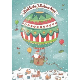 Hot-air balloon - Fröhliche Weihnachten- Christmas Postcard