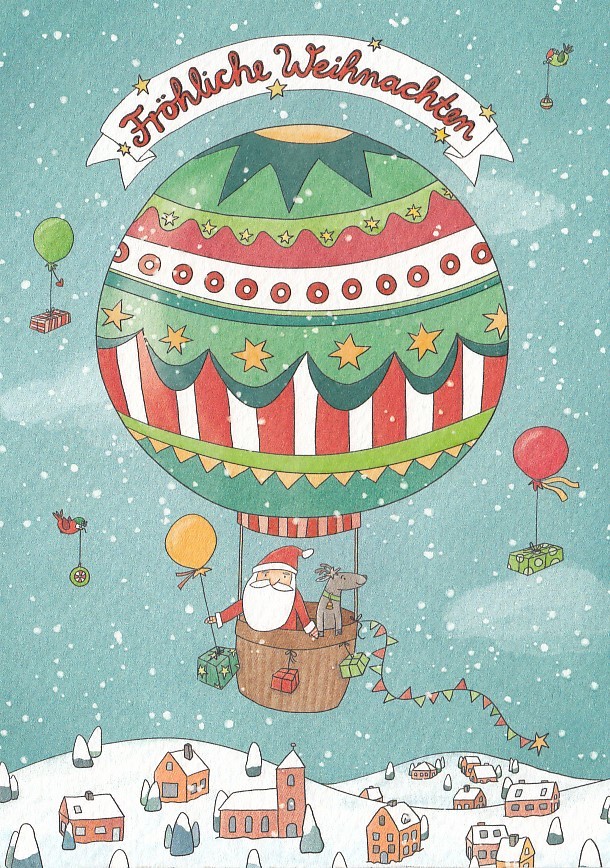 Heißluftballon - Fröhliche Weihnachten - Weihnachtskarte