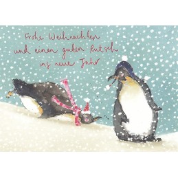 Penguins - Frohe Weihnachten - Christmas Postcard
