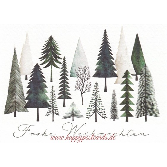 Frohe Weihnachten - Tannenbäume - Weihnachspostkarte