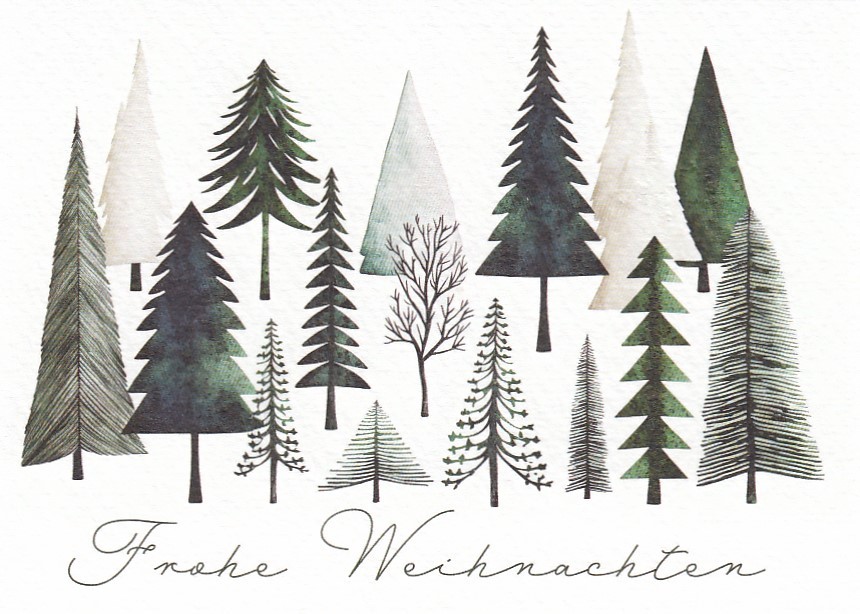 Frohe Weihnachten - Tannenbäume - Weihnachspostkarte