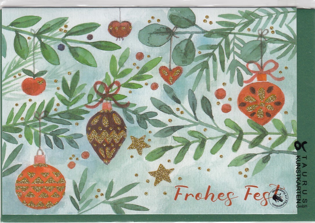 Frohes Fest - Weihnachtskugeln - Weihnachtsgrußkarte