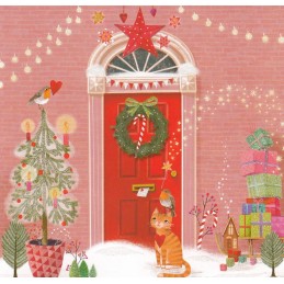 Weihnachtliche Haustür - Mila Marquis Postkarte
