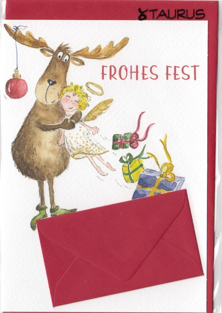 Elch mit Umschlag - Weihnachtsgrußkarte
