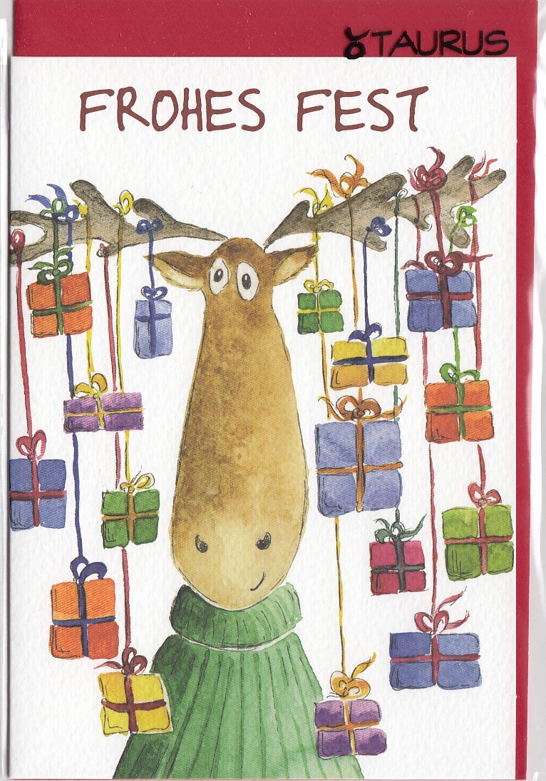 Elch mit Geschenken - Weihnachtsgrußkarte