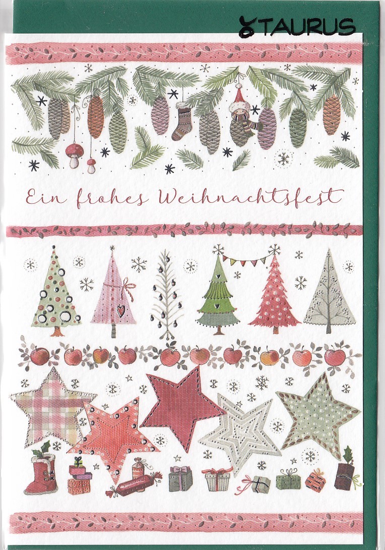 Frohes Weihnachtsfest - Trees and Stars - Christmas card