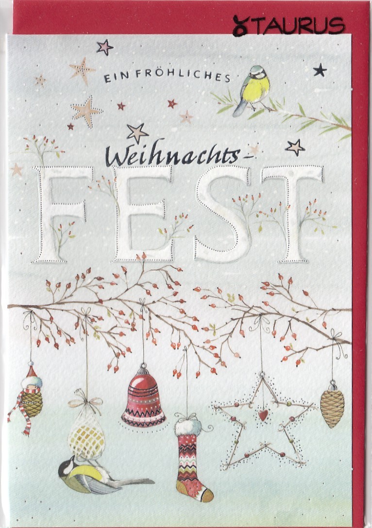Weihnachtsfest - Geschmückte Zeige - Weihnachtsgrußkarte