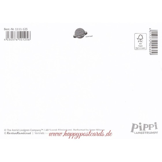 Pippi Langstrumpf im Winter - Pippi Langstrumpf - Postkarte