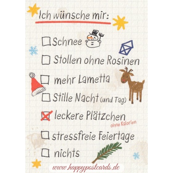 Wish list - Christmas Postcard