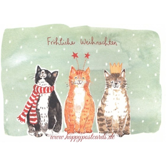 Fröhliche Weihnachten - Cats - Christmas Postcard