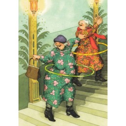 47 - Frauen mit Hulahupreifen - Postkarte
